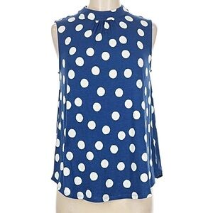 Boden Blue and White Polka Dot Sleeveless Blouse